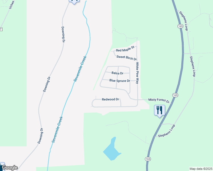 map of restaurants, bars, coffee shops, grocery stores, and more near 70 Misty Forest Drive in Phenix City