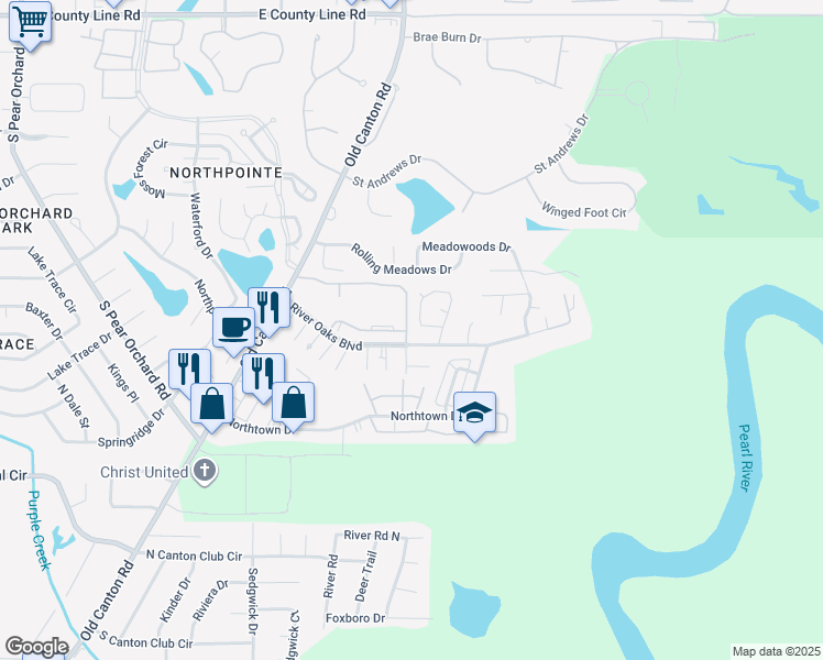 map of restaurants, bars, coffee shops, grocery stores, and more near 39A Northtown Road in Jackson
