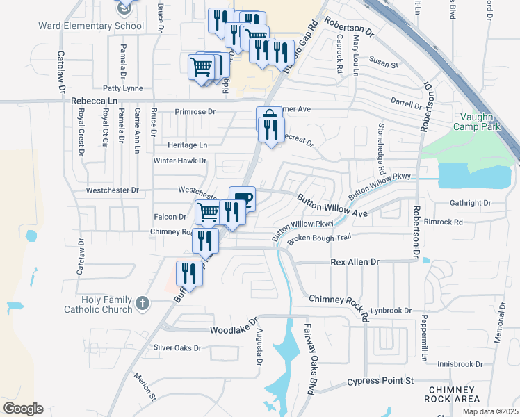 map of restaurants, bars, coffee shops, grocery stores, and more near 4934 Greenslope Drive in Abilene