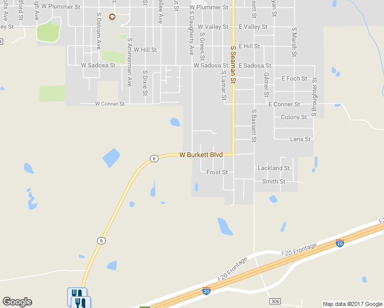 map of restaurants, bars, coffee shops, grocery stores, and more near 1210 South Daugherty Avenue in Eastland