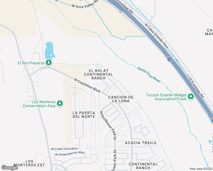 map of restaurants, bars, coffee shops, grocery stores, and more near 10062 North Mill Crossing Way in Tucson