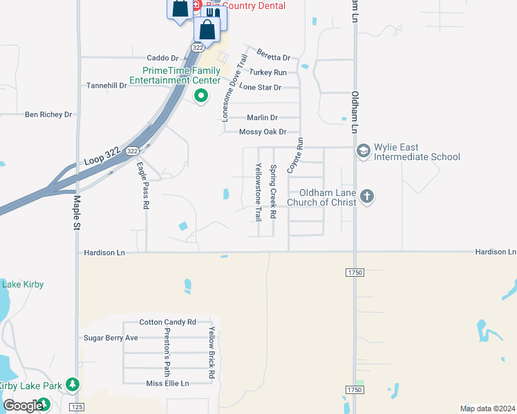 map of restaurants, bars, coffee shops, grocery stores, and more near 651 Running Water Trail in Abilene