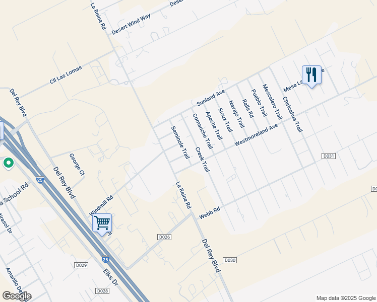 map of restaurants, bars, coffee shops, grocery stores, and more near 5225 Seminole Trail in Las Cruces