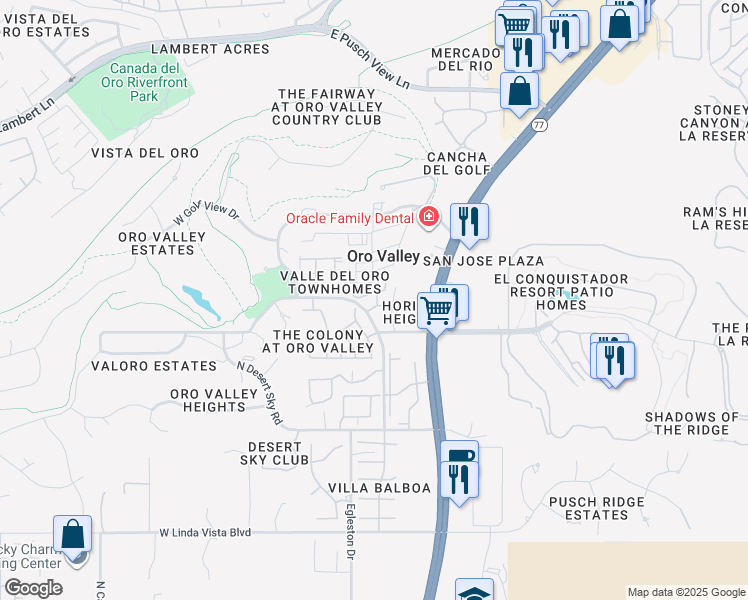 map of restaurants, bars, coffee shops, grocery stores, and more near 257 East Southern Pines Drive in Tucson