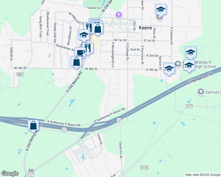map of restaurants, bars, coffee shops, grocery stores, and more near 116 Cheryl Drive in Keene