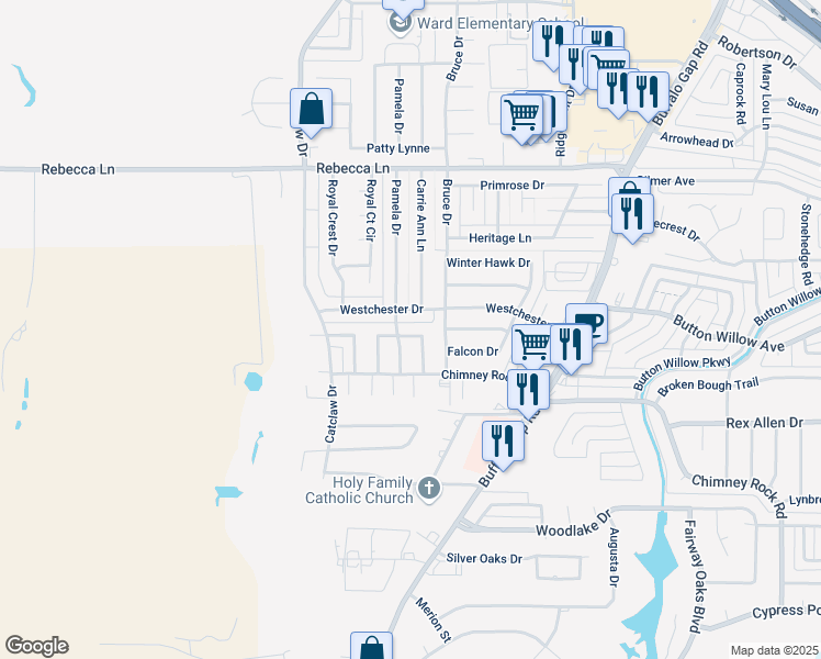 map of restaurants, bars, coffee shops, grocery stores, and more near 3734 Musgrave Trail in Abilene