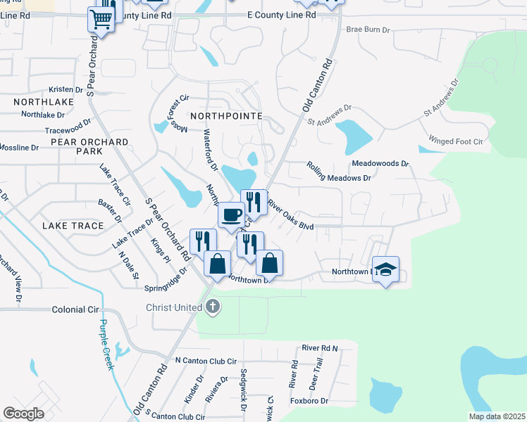 map of restaurants, bars, coffee shops, grocery stores, and more near 109 River Place 1 in Jackson
