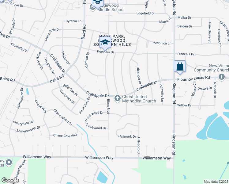 map of restaurants, bars, coffee shops, grocery stores, and more near 9492 Boxwood Drive in Shreveport