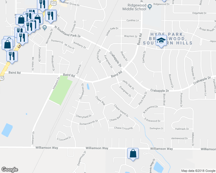 map of restaurants, bars, coffee shops, grocery stores, and more near 2085 Pitch Pine Dr in Shreveport