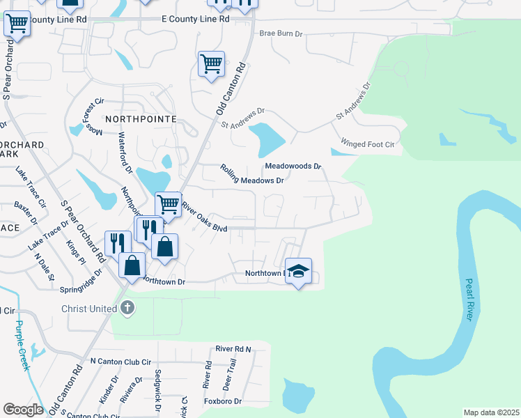 map of restaurants, bars, coffee shops, grocery stores, and more near 39A Northtown Road in Jackson