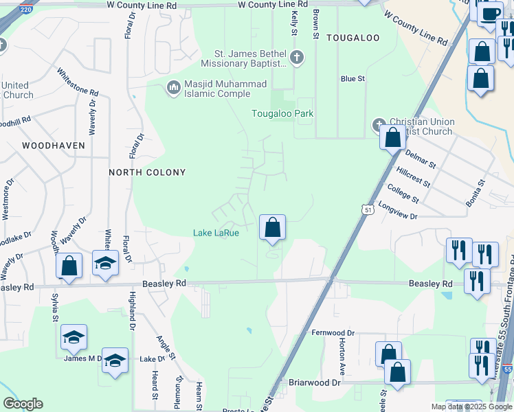 map of restaurants, bars, coffee shops, grocery stores, and more near 759 Glencross Drive in Jackson