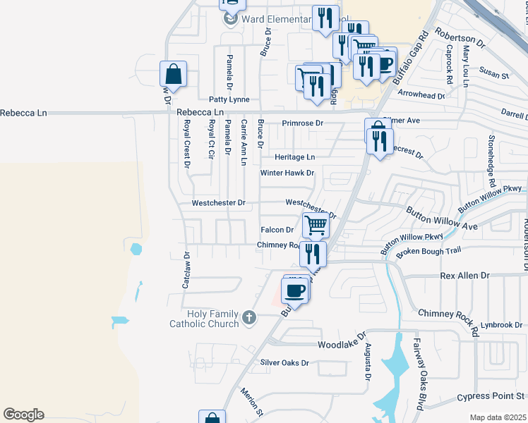 map of restaurants, bars, coffee shops, grocery stores, and more near 3274 Pheasant Drive in Abilene