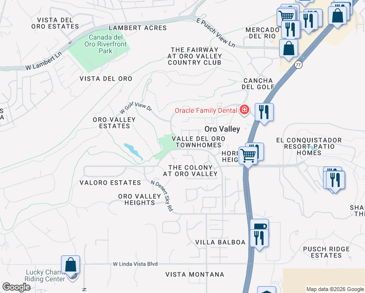 map of restaurants, bars, coffee shops, grocery stores, and more near 10 Silverado in Tucson