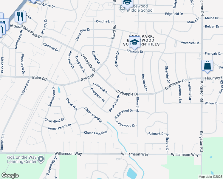 map of restaurants, bars, coffee shops, grocery stores, and more near 2039 Crabapple Drive in Shreveport