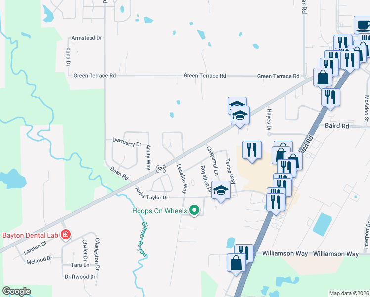 map of restaurants, bars, coffee shops, grocery stores, and more near 9415 Royalton Dr in Shreveport