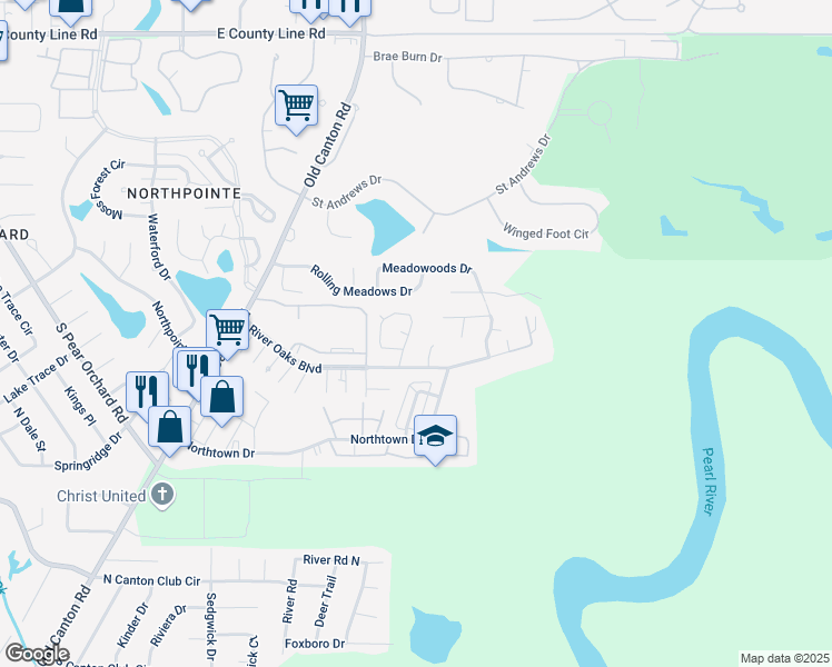 map of restaurants, bars, coffee shops, grocery stores, and more near 32-AB Northtown Road in Jackson