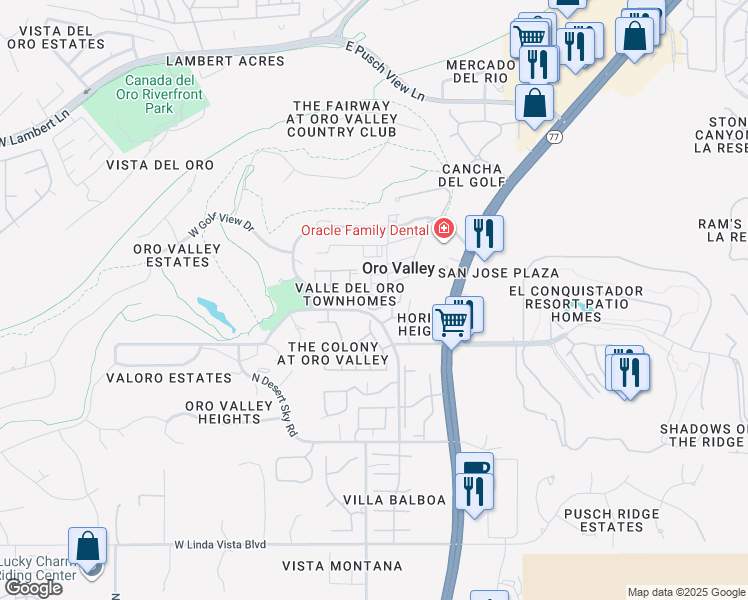 map of restaurants, bars, coffee shops, grocery stores, and more near 257 East Southern Pines Drive in Tucson