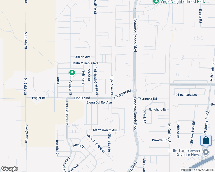 map of restaurants, bars, coffee shops, grocery stores, and more near 3635 Sierra Del Sol Avenue in Las Cruces