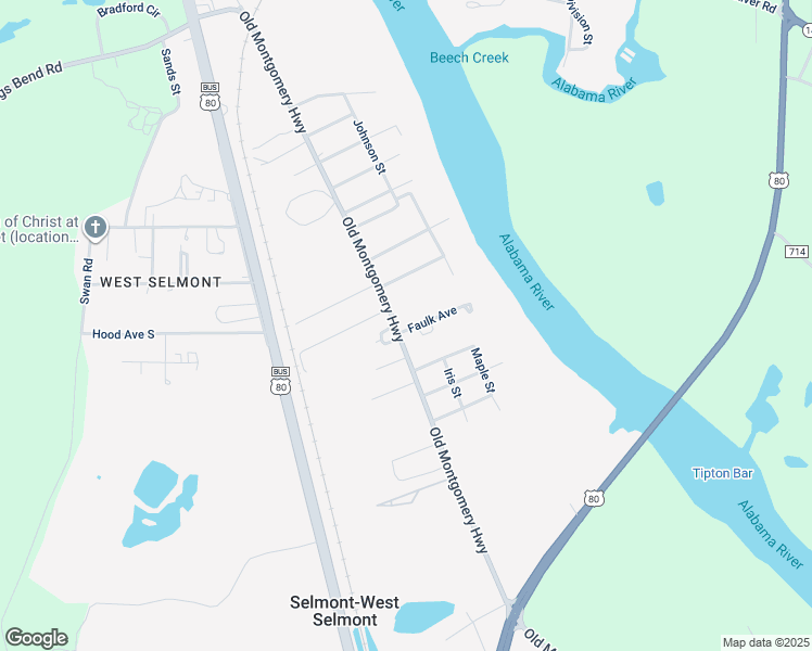 map of restaurants, bars, coffee shops, grocery stores, and more near 229 Faulk Avenue in Selma