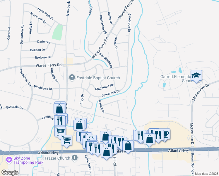 map of restaurants, bars, coffee shops, grocery stores, and more near in Montgomery
