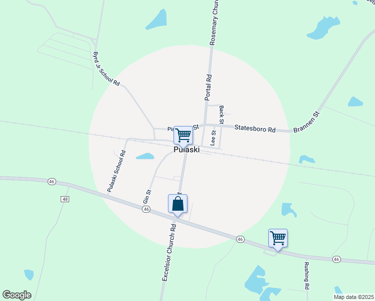 map of restaurants, bars, coffee shops, grocery stores, and more near in Pulaski