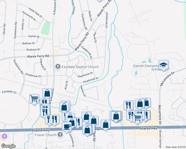 map of restaurants, bars, coffee shops, grocery stores, and more near in Montgomery