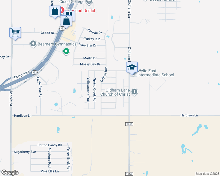 map of restaurants, bars, coffee shops, grocery stores, and more near 842 Big Water Trail in Abilene