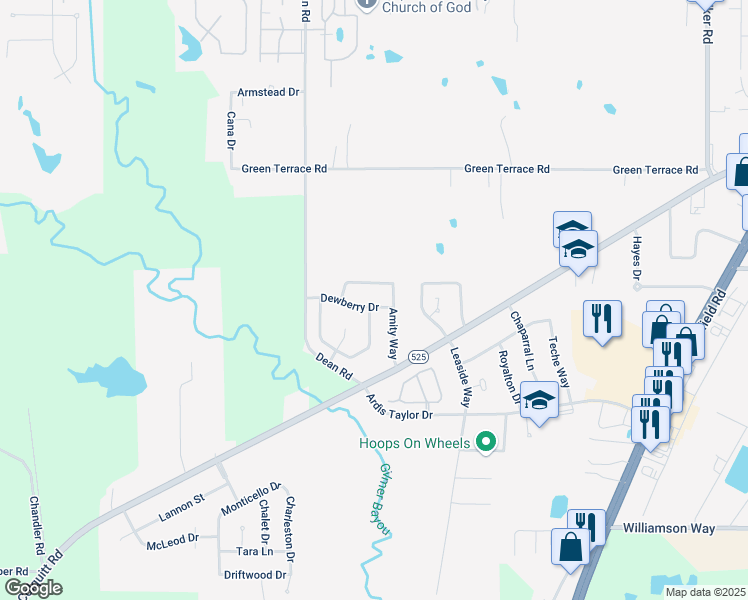 map of restaurants, bars, coffee shops, grocery stores, and more near 3514 Baywood Drive in Shreveport
