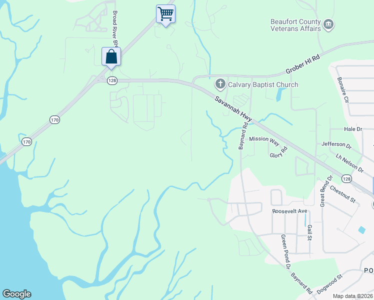 map of restaurants, bars, coffee shops, grocery stores, and more near 40 Scipio Road in Beaufort