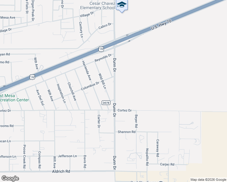 map of restaurants, bars, coffee shops, grocery stores, and more near 5241 Dunn Drive in Las Cruces