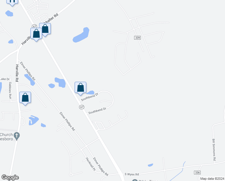 map of restaurants, bars, coffee shops, grocery stores, and more near 1123 Southbend Drive in Statesboro