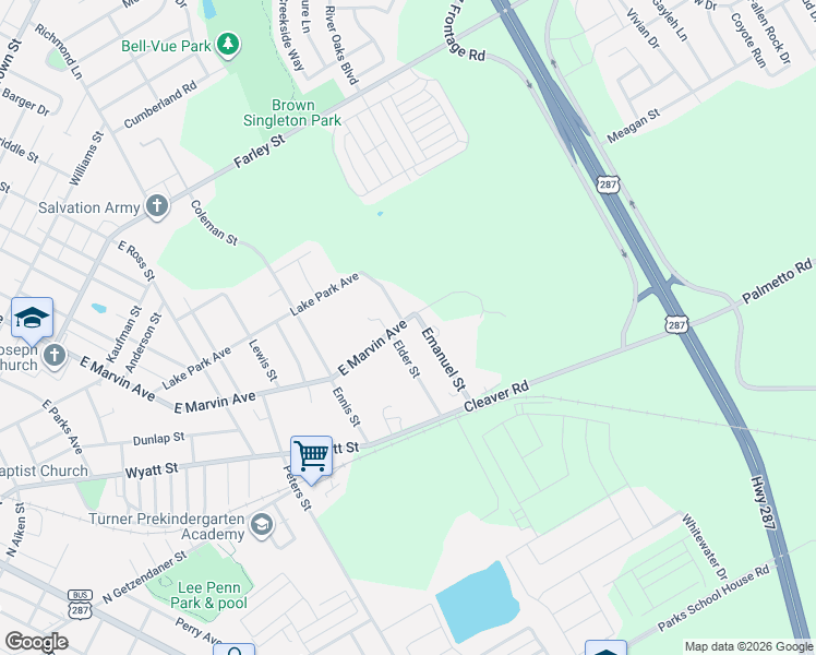 map of restaurants, bars, coffee shops, grocery stores, and more near 1405 East Marvin Avenue in Waxahachie