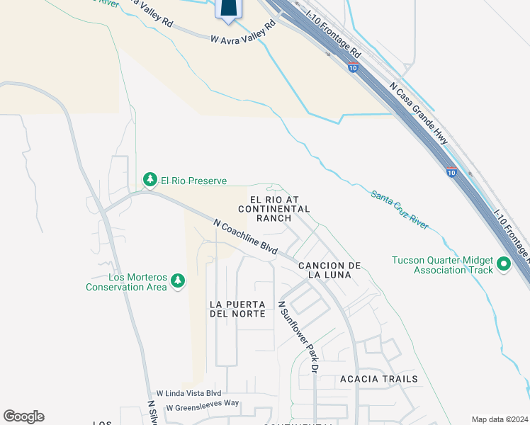 map of restaurants, bars, coffee shops, grocery stores, and more near 10114 North Mill Crossing Way in Tucson