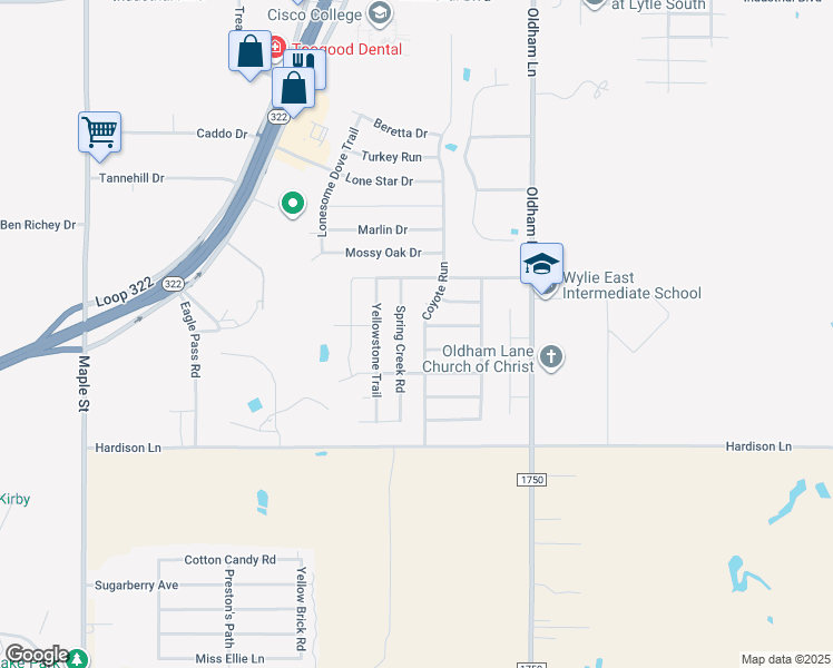 map of restaurants, bars, coffee shops, grocery stores, and more near 4910 Coyote Run in Abilene