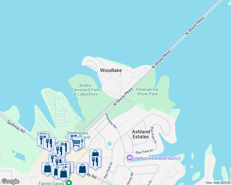 map of restaurants, bars, coffee shops, grocery stores, and more near 211 Kings Ridge Cove in Brandon