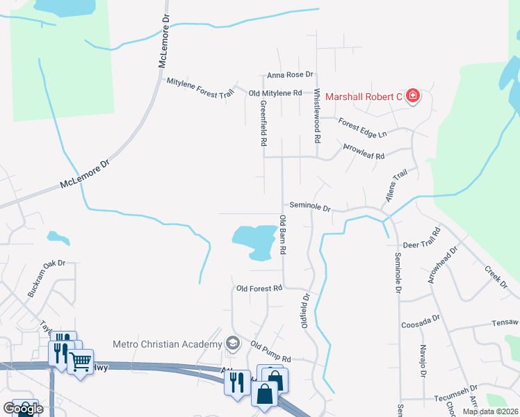 map of restaurants, bars, coffee shops, grocery stores, and more near 7363 Greenfield Road in Montgomery