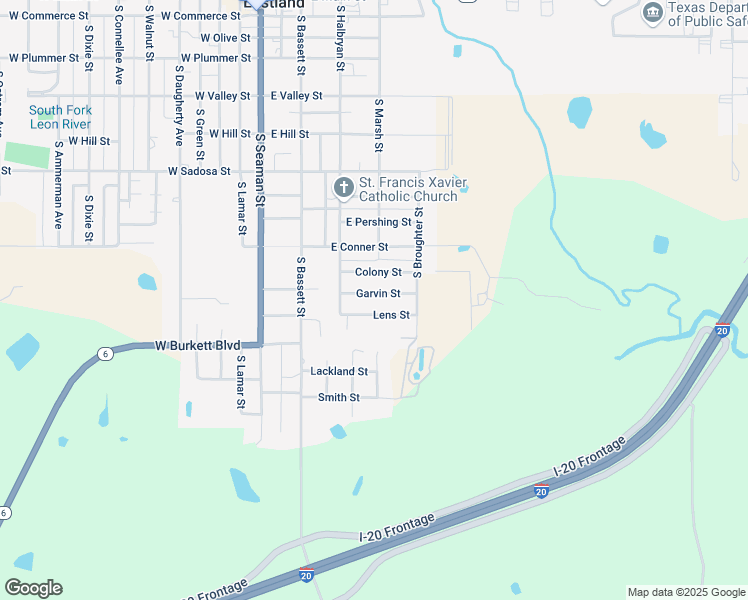 map of restaurants, bars, coffee shops, grocery stores, and more near 413 Garvin Street in Eastland