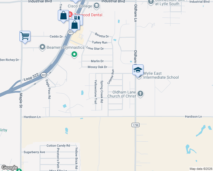 map of restaurants, bars, coffee shops, grocery stores, and more near 4850 Coyote Run in Abilene