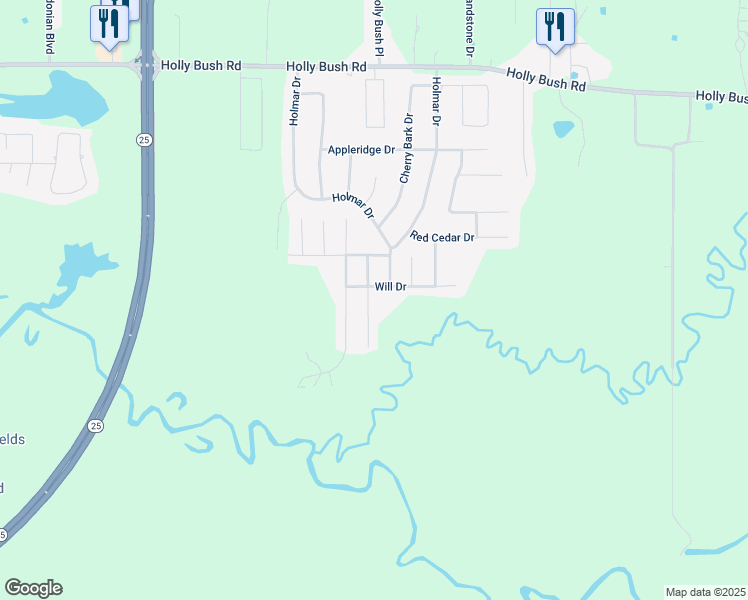 map of restaurants, bars, coffee shops, grocery stores, and more near 515 Kate Lofton Drive in Brandon