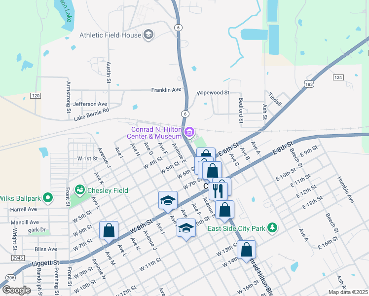 map of restaurants, bars, coffee shops, grocery stores, and more near in Cisco