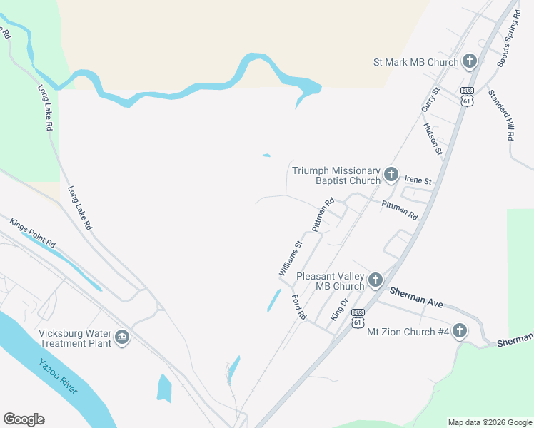 map of restaurants, bars, coffee shops, grocery stores, and more near 193 Jackson Lane in Vicksburg