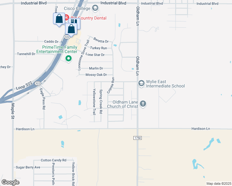 map of restaurants, bars, coffee shops, grocery stores, and more near 834 Healing Water Trail in Abilene