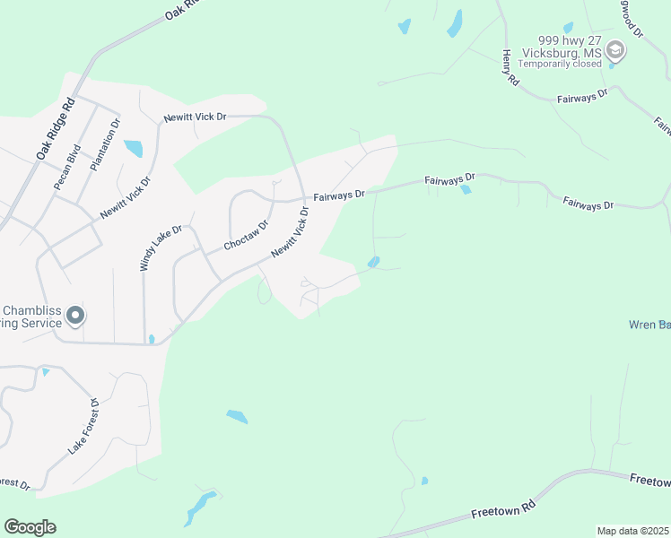 map of restaurants, bars, coffee shops, grocery stores, and more near 160-198 Fairways Place in Vicksburg