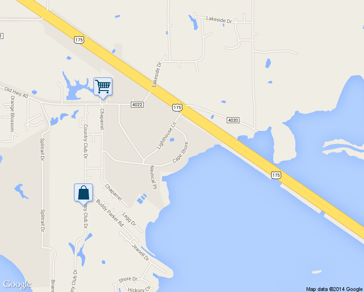 map of restaurants, bars, coffee shops, grocery stores, and more near 110 Cape Shore in Kemp