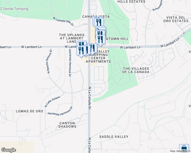 map of restaurants, bars, coffee shops, grocery stores, and more near 10168 North Pitchingwedge Lane in Tucson