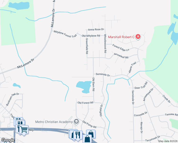 map of restaurants, bars, coffee shops, grocery stores, and more near 7363 Greenfield Road in Montgomery