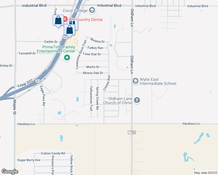 map of restaurants, bars, coffee shops, grocery stores, and more near 809 Shallow Water Trail in Abilene