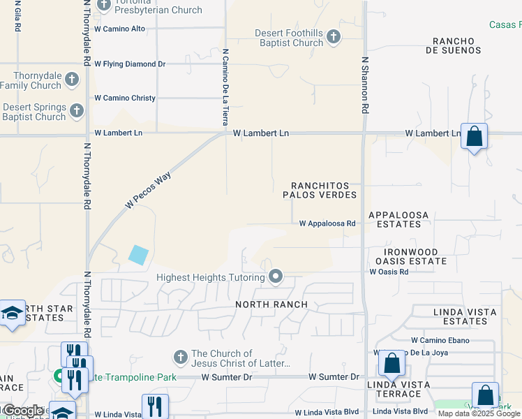 map of restaurants, bars, coffee shops, grocery stores, and more near 3230 West Appaloosa Road in Tucson