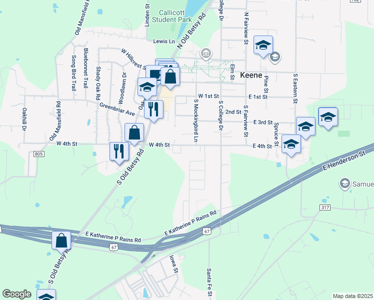 map of restaurants, bars, coffee shops, grocery stores, and more near 207 West 4th Street in Keene