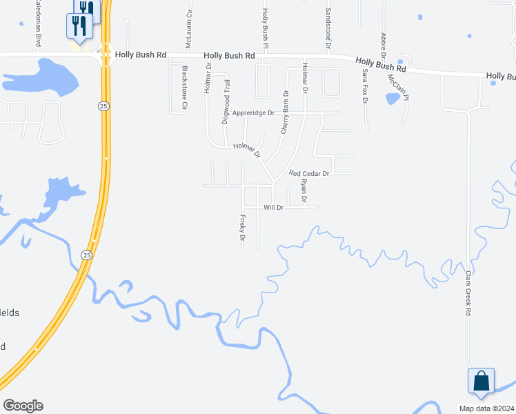 map of restaurants, bars, coffee shops, grocery stores, and more near Kate Lofton Drive in Brandon
